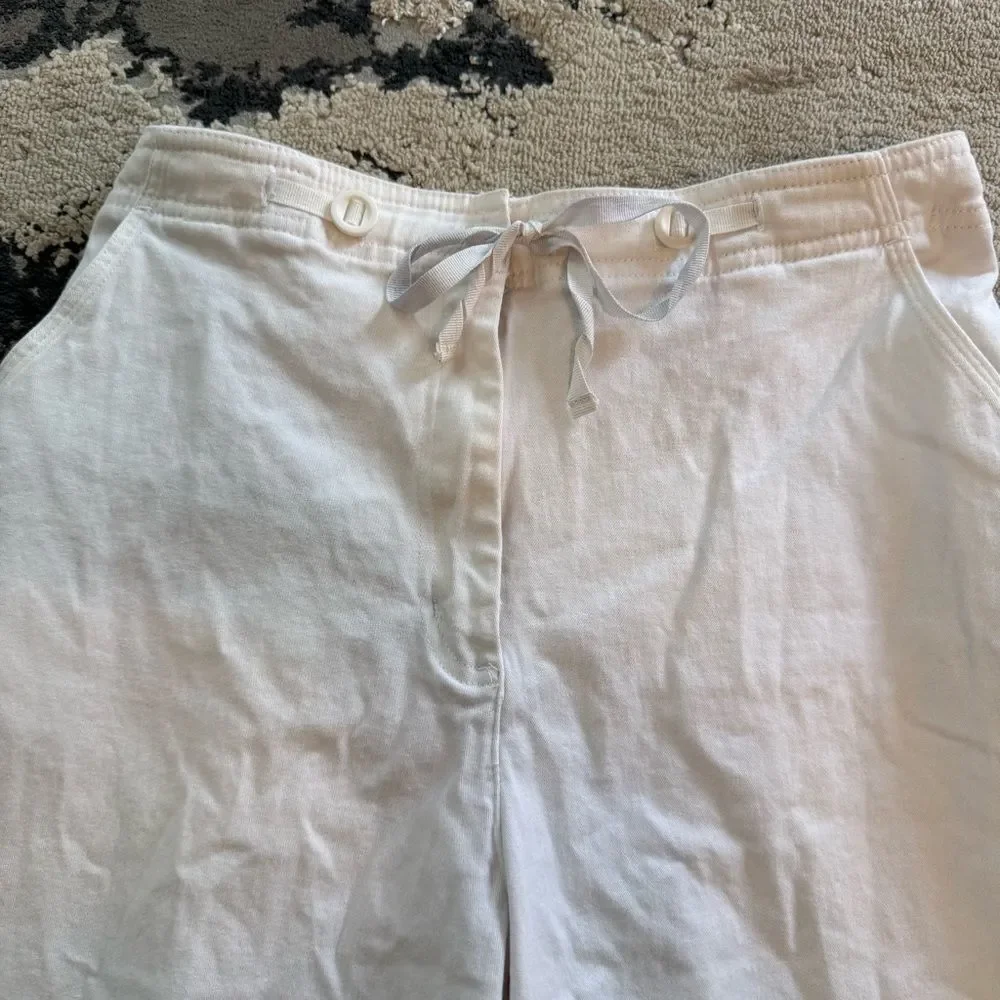 Denim & Co. White Embroidered Cropped Drawstring Pants Size Small - Picture 5 of 8